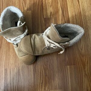 Cozy Tan Lace-Up Boots